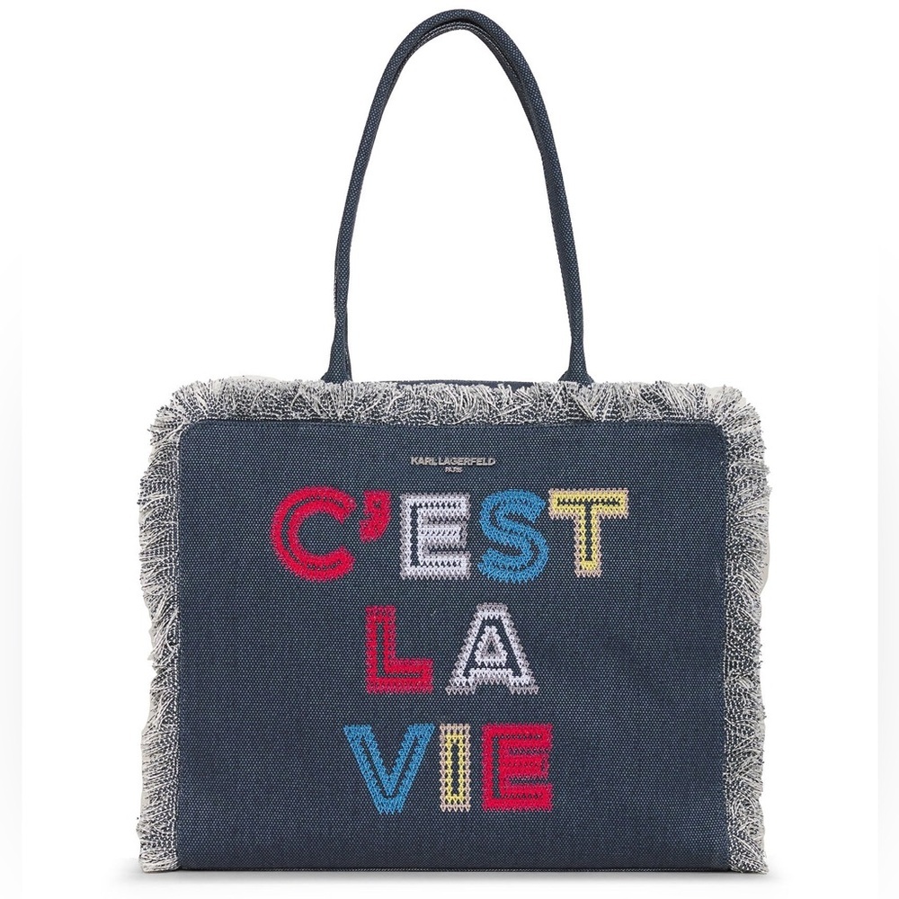 Karl Lagerfeld Margot Fringe Zip Canvas Tote